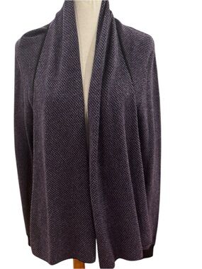 Textured Open Front wool and cashmere Cardigan - Charcoal Gray Sz L